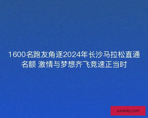 1600名跑友角逐2024年长沙马拉松直通名额 激情与梦想齐飞竞速正当时