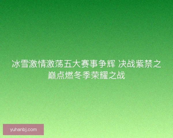 冰雪激情激荡五大赛事争辉 决战紫禁之巅点燃冬季荣耀之战