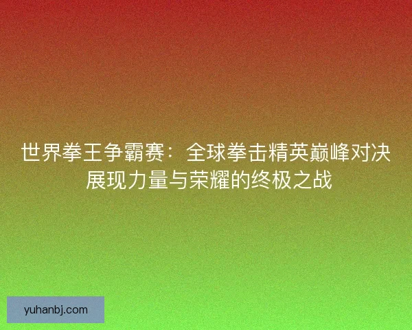 世界拳王争霸赛：全球拳击精英巅峰对决 展现力量与荣耀的终极之战